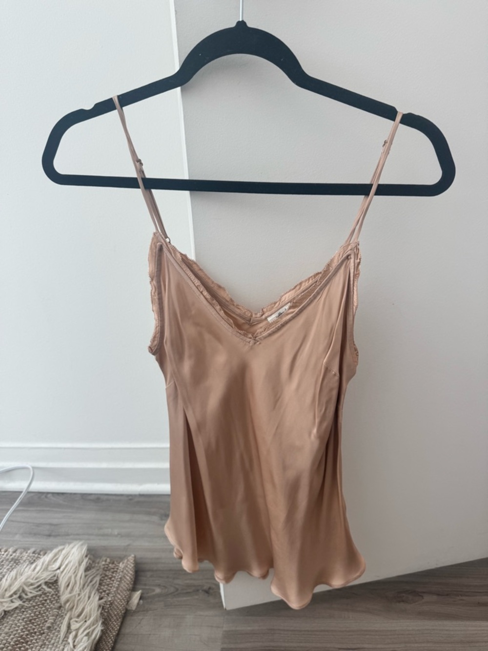 Wilfred Satin Lace-Trim Camisole in Nude Tan